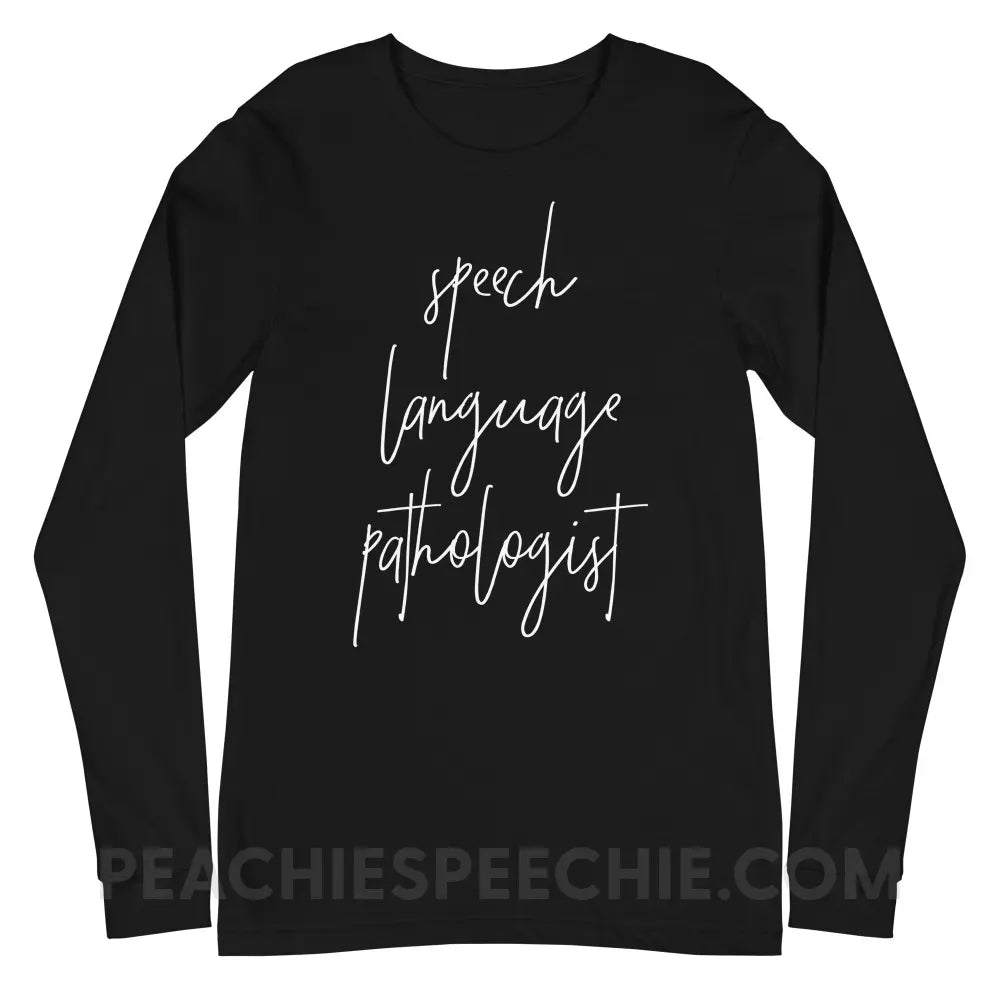SLP Script Premium Long Sleeve - Black / S - T-Shirts & Tops peachiespeechie.com