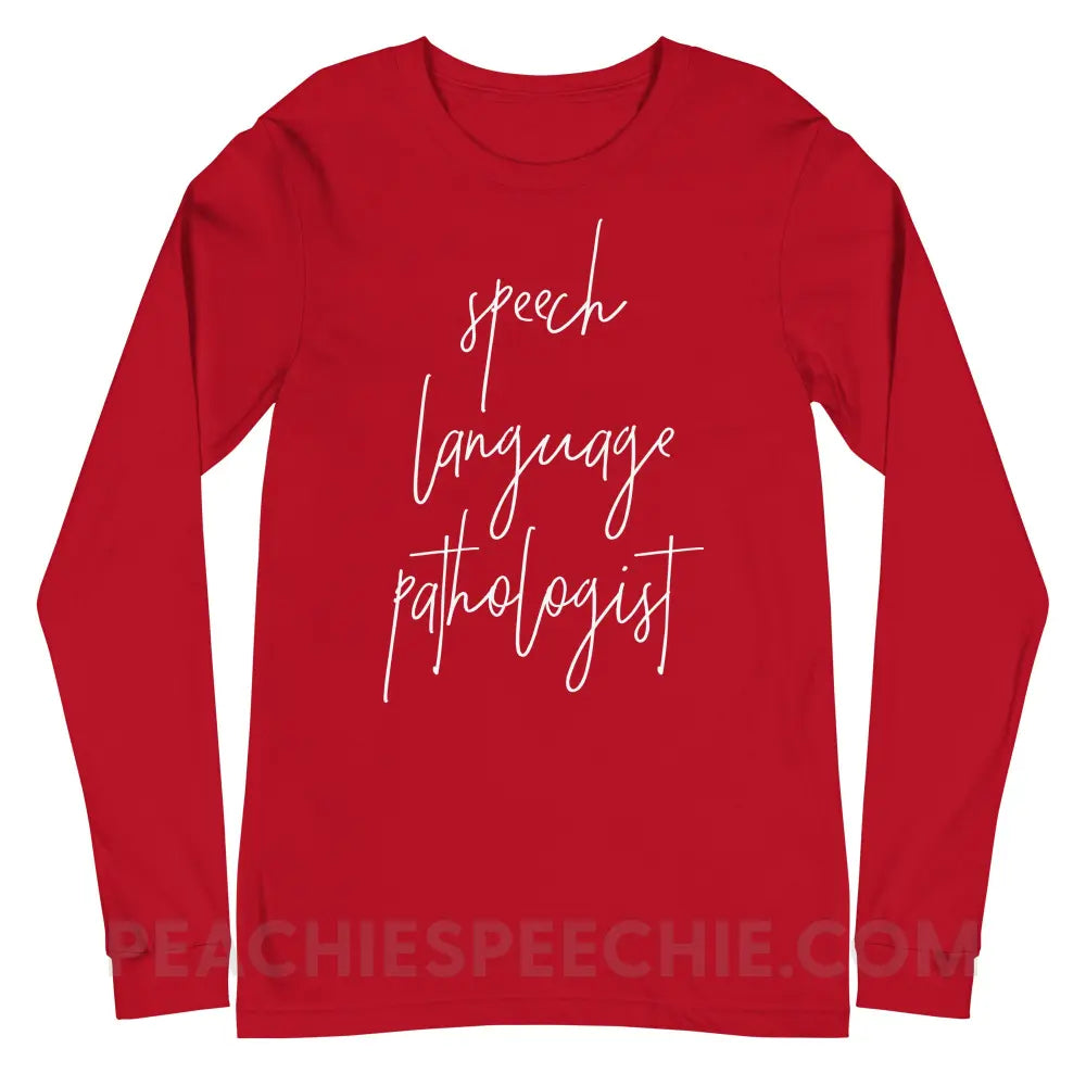 SLP Script Premium Long Sleeve - Red / S - T-Shirts & Tops peachiespeechie.com