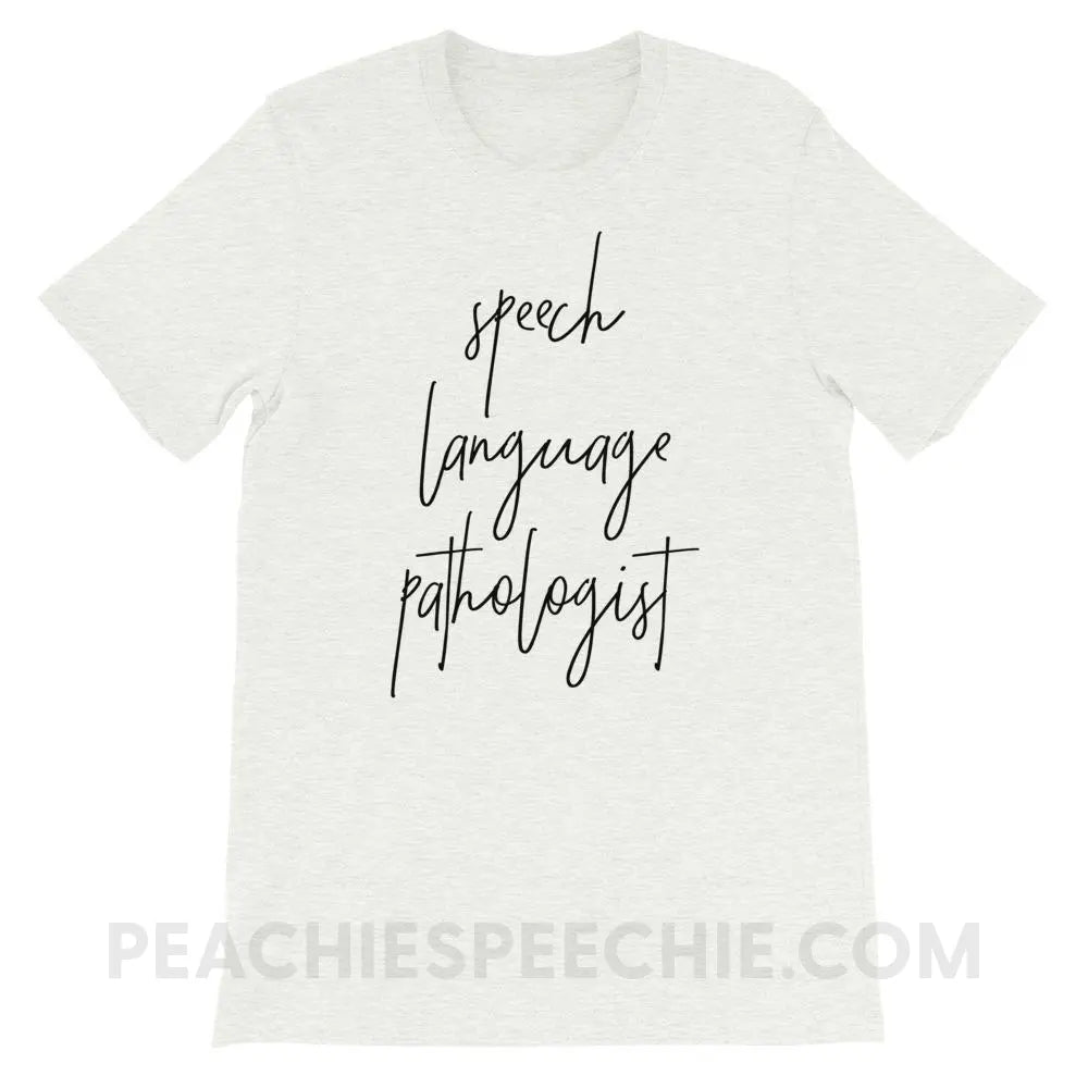 SLP Script Premium Soft Tee - Ash / S - T-Shirts & Tops peachiespeechie.com