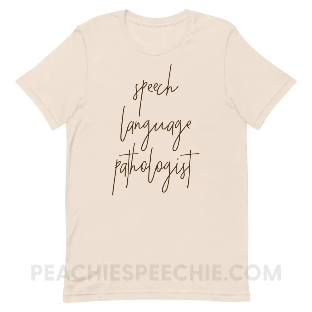 SLP Script Premium Soft Tee - Cream / S - T-Shirts & Tops peachiespeechie.com
