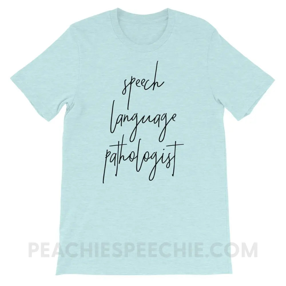 SLP Script Premium Soft Tee - Heather Prism Ice Blue / XS - T-Shirts & Tops peachiespeechie.com