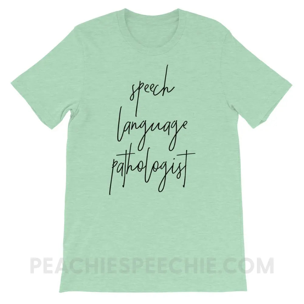 SLP Script Premium Soft Tee - Heather Prism Mint / XS - T-Shirts & Tops peachiespeechie.com