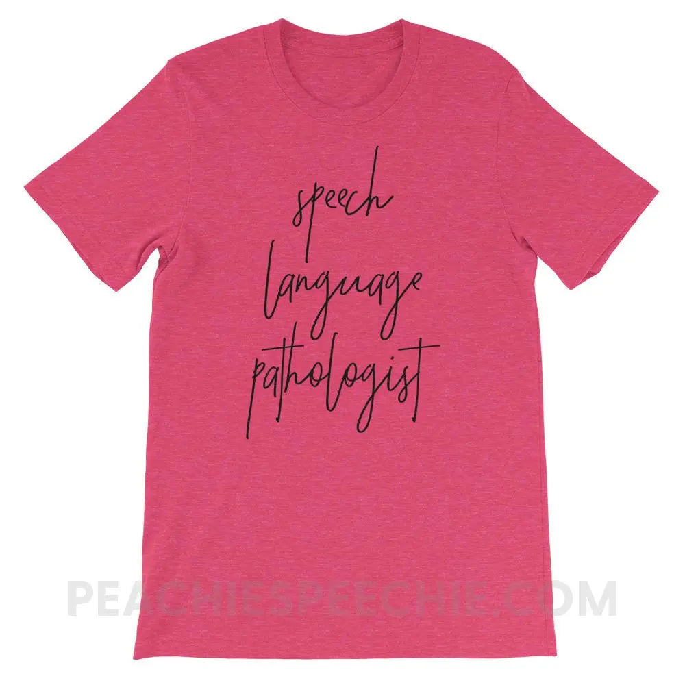 SLP Script Premium Soft Tee - Heather Raspberry / S - T-Shirts & Tops peachiespeechie.com