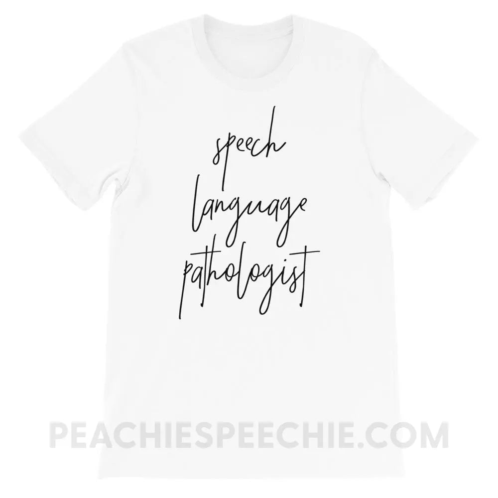 SLP Script Premium Soft Tee - White / XS - T-Shirts & Tops peachiespeechie.com