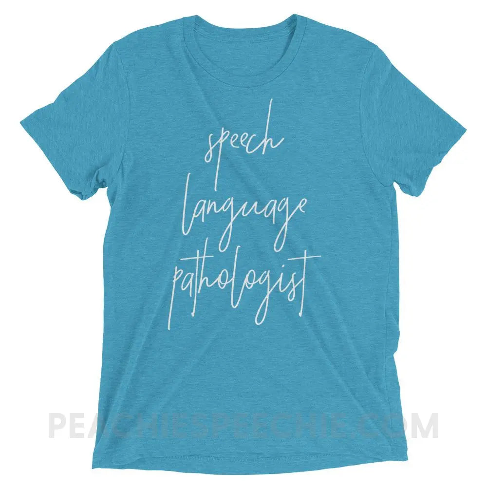 SLP Script Tri-Blend Tee - Aqua Triblend / XS - T-Shirts & Tops peachiespeechie.com