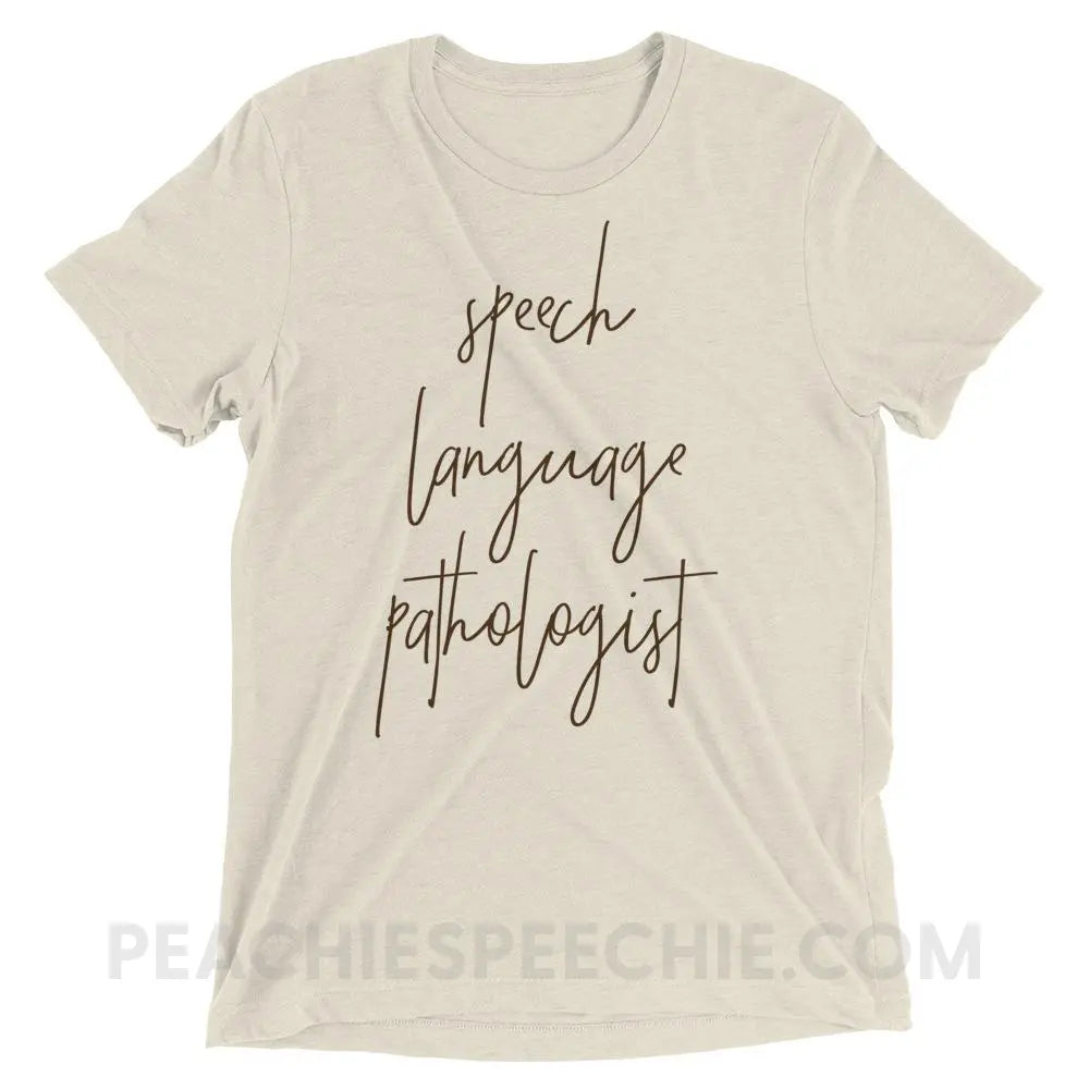 SLP Script Tri-Blend Tee - Oatmeal Triblend / XS - T-Shirts & Tops peachiespeechie.com
