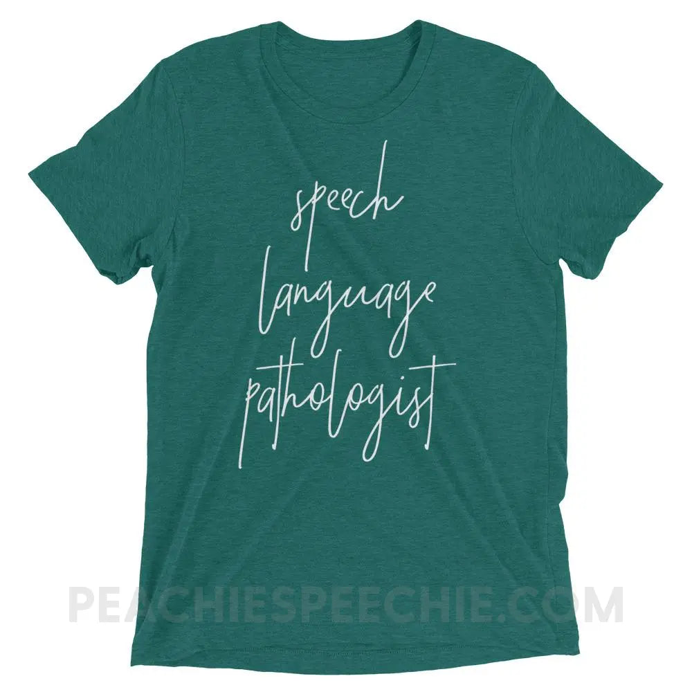 SLP Script Tri-Blend Tee - Teal Triblend / XS - T-Shirts & Tops peachiespeechie.com