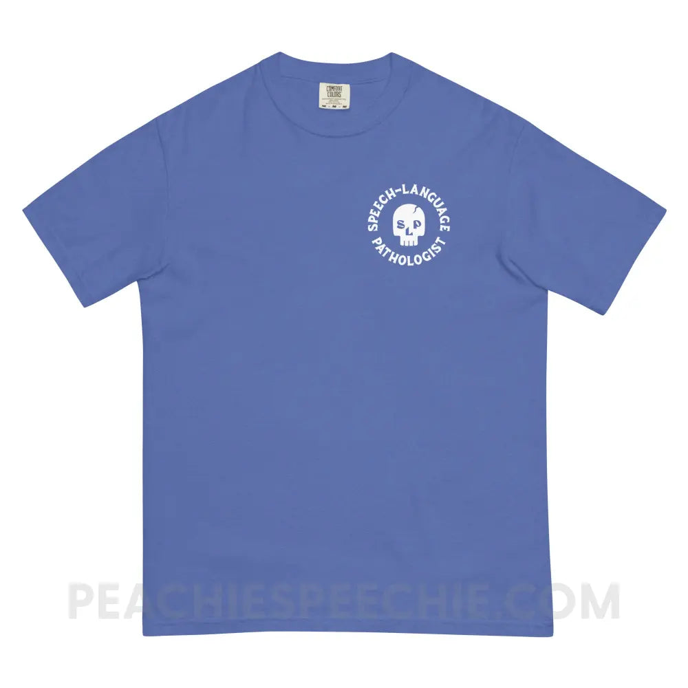 SLP Skull Comfort Colors Tee - Mystic Blue / S - peachiespeechie.com