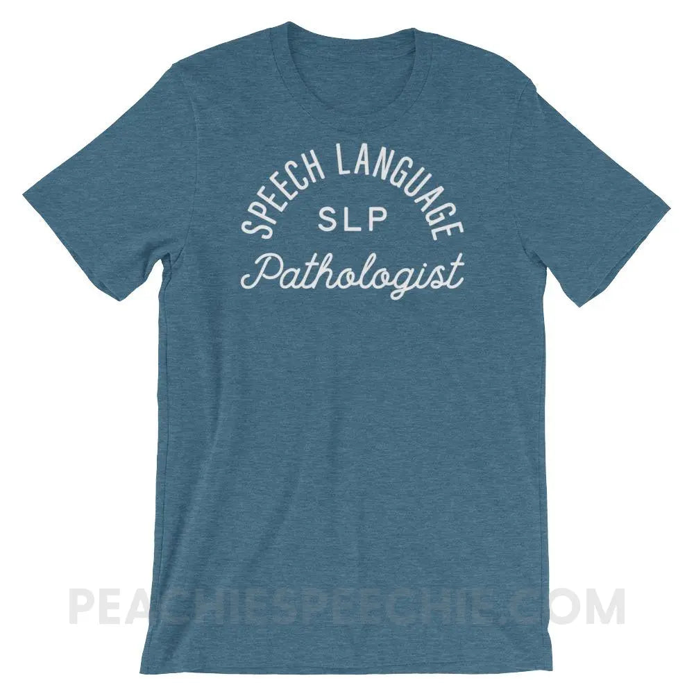 SLP Stamp Premium Soft Tee - Heather Deep Teal / S - T-Shirts & Tops peachiespeechie.com
