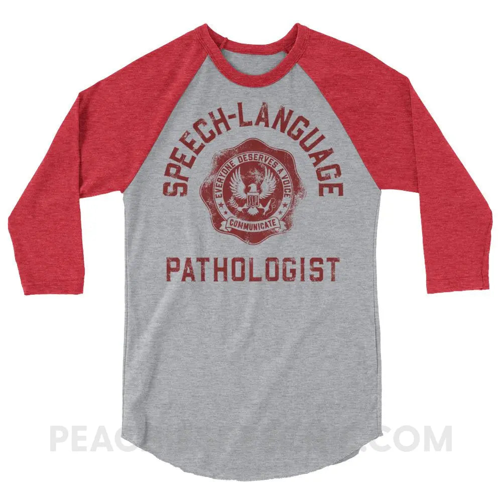 SLP University Baseball Tee - Heather Grey/Heather Red / XS - T-Shirts & Tops peachiespeechie.com