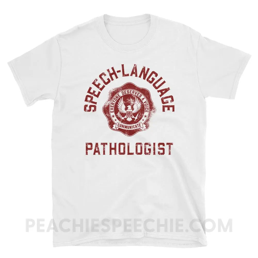 SLP University Classic Tee - Crimson/White / S - T-Shirts & Tops peachiespeechie.com