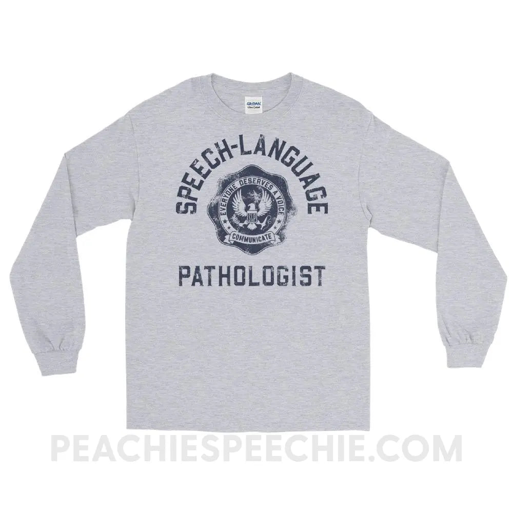 SLP University Long Sleeve Tee - Navy/Sport Grey / S - T-Shirts & Tops peachiespeechie.com