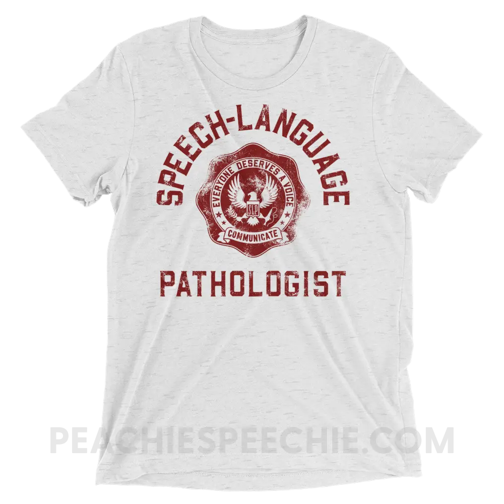 SLP University Tri-Blend Tee - Crimson/White Fleck / XS - T-Shirts & Tops peachiespeechie.com