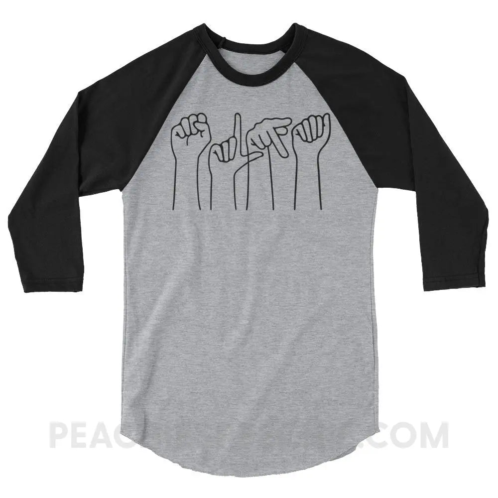 SLPA Hands Baseball Tee - Heather Grey/Black / XS - T-Shirts & Tops peachiespeechie.com