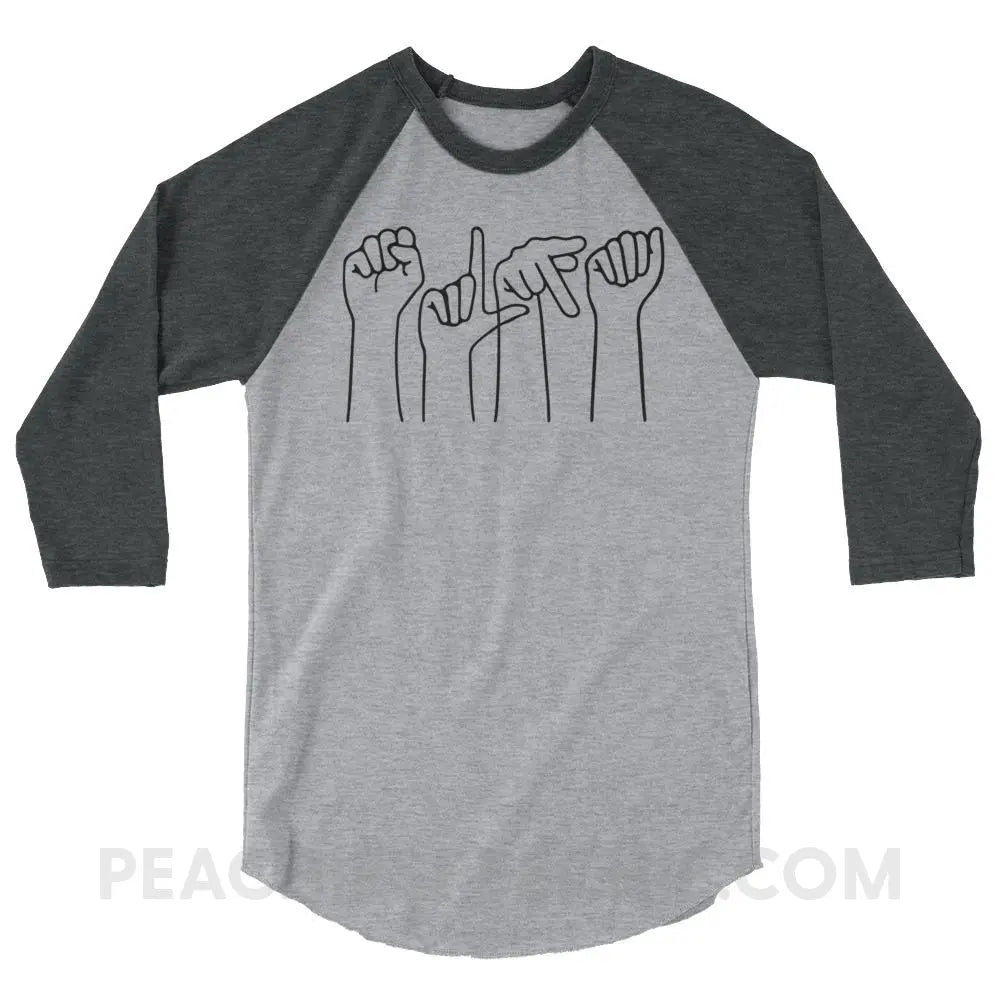 SLPA Hands Baseball Tee - Heather Grey/Heather Charcoal / XS - T-Shirts & Tops peachiespeechie.com