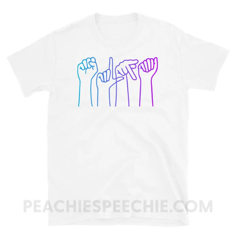 SLPA Hands Classic Tee - White / S - T-Shirts & Tops peachiespeechie.com