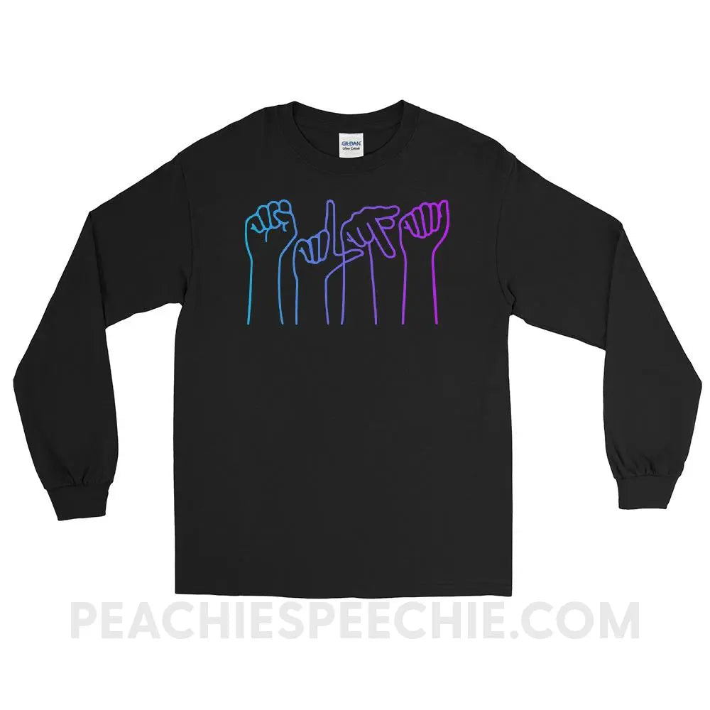 SLPA Hands Long Sleeve Tee - Black / S T - Shirts & Tops peachiespeechie.com