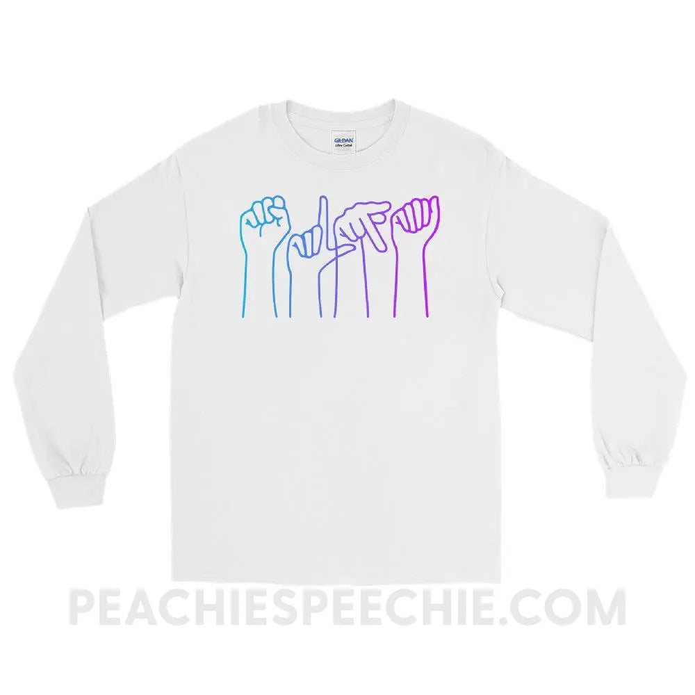 SLPA Hands Long Sleeve Tee - White / S T - Shirts & Tops peachiespeechie.com