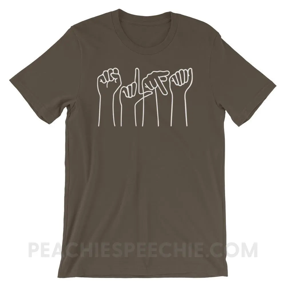 SLPA Hands Premium Soft Tee - Army / S - T-Shirts & Tops peachiespeechie.com