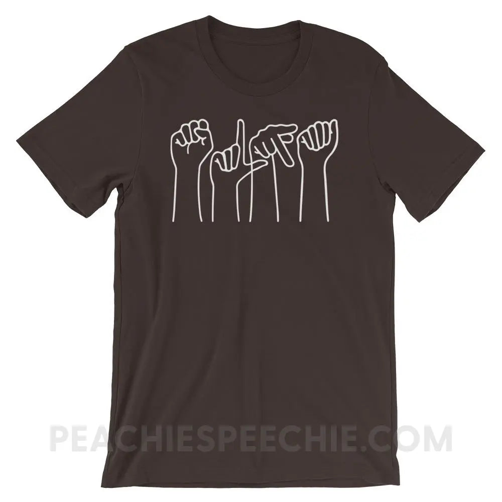 SLPA Hands Premium Soft Tee - Brown / S - T-Shirts & Tops peachiespeechie.com