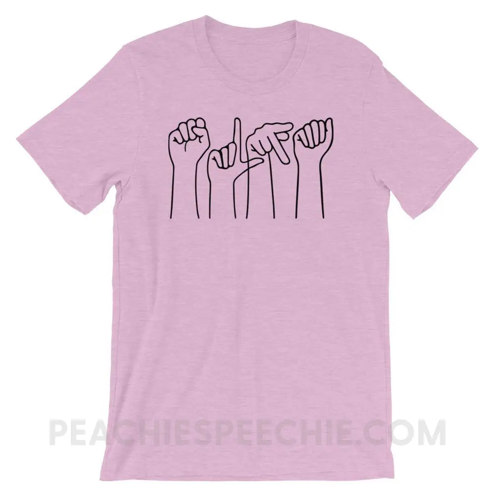 SLPA Hands Premium Soft Tee - Heather Prism Lilac / XS - T-Shirts & Tops peachiespeechie.com
