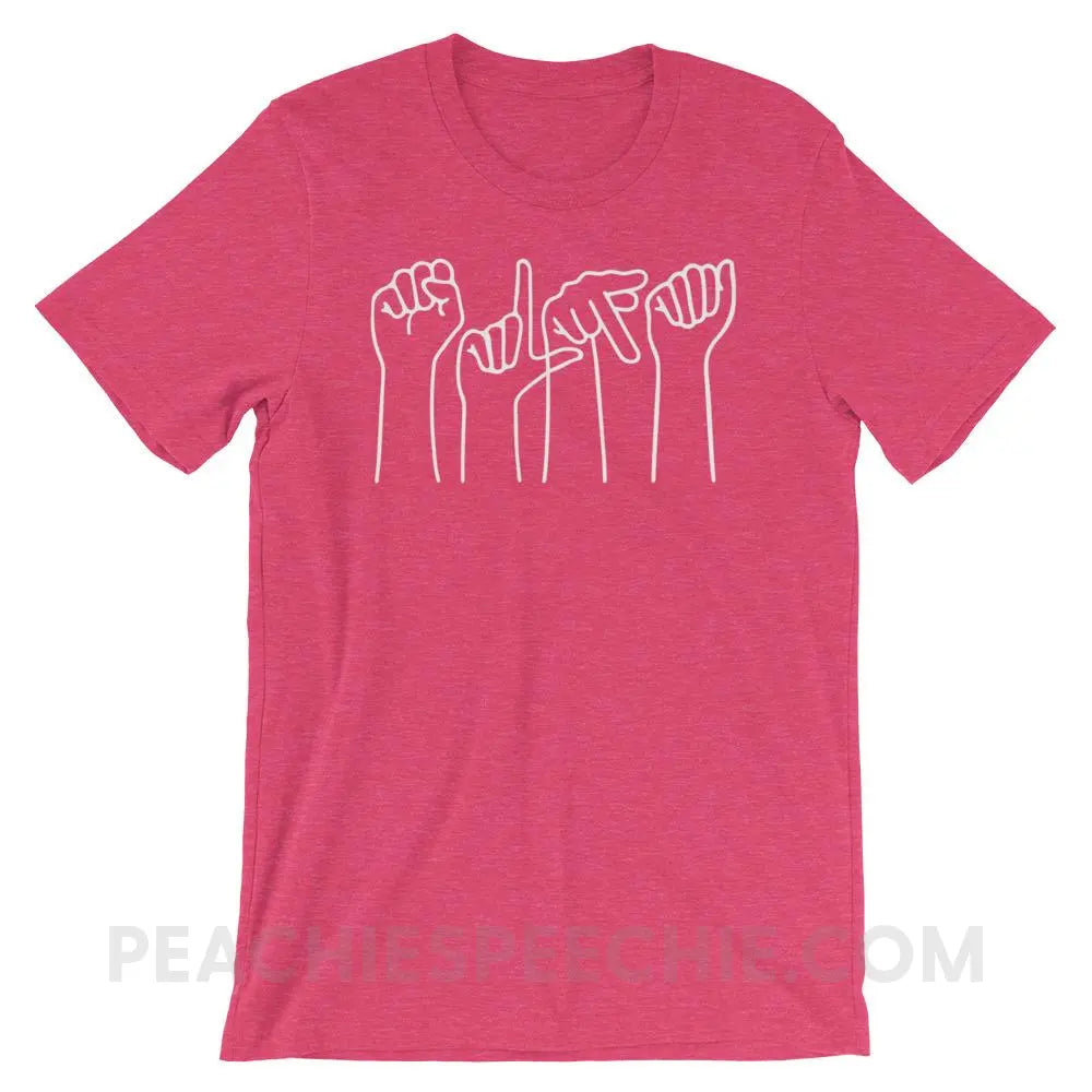 SLPA Hands Premium Soft Tee - Heather Raspberry / S - T-Shirts & Tops peachiespeechie.com