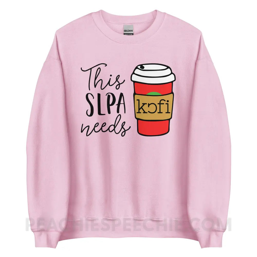 SLPA Needs Coffee Classic Sweatshirt - Light Pink / S peachiespeechie.com