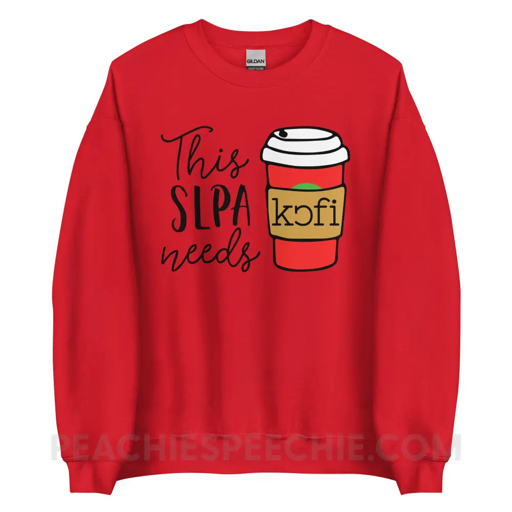 SLPA Needs Coffee Classic Sweatshirt - Red / S peachiespeechie.com