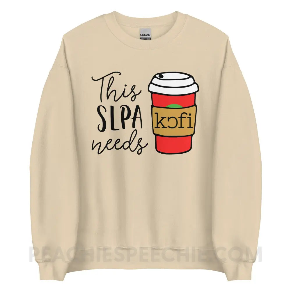 SLPA Needs Coffee Classic Sweatshirt - Sand / S peachiespeechie.com