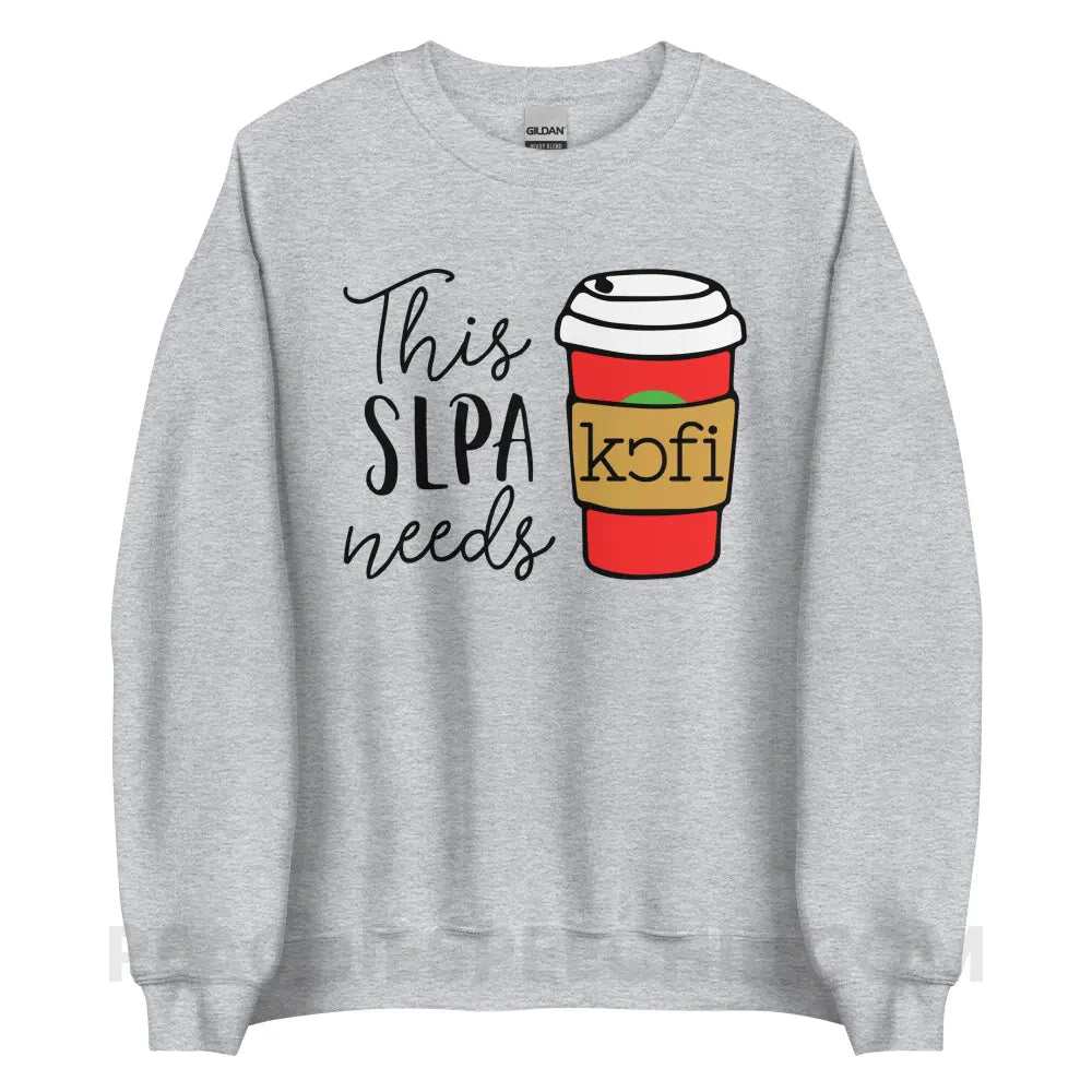SLPA Needs Coffee Classic Sweatshirt - Sport Grey / S peachiespeechie.com