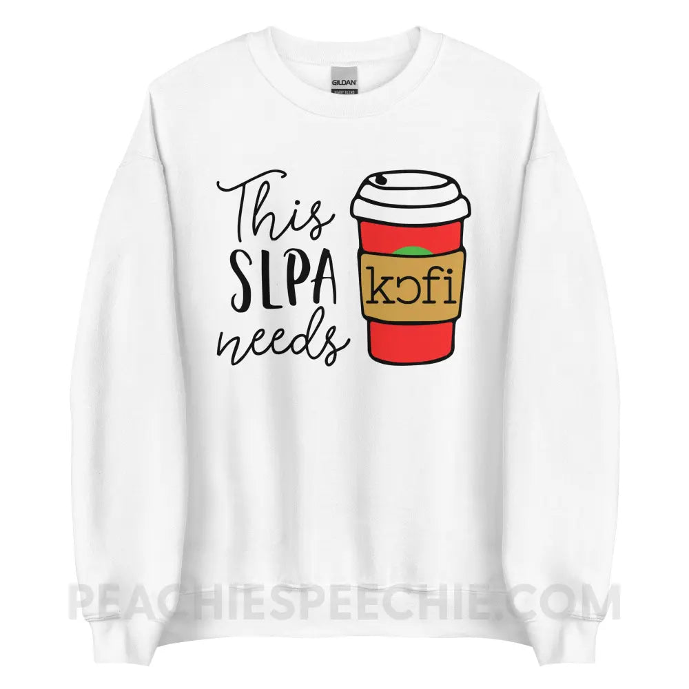 SLPA Needs Coffee Classic Sweatshirt - White / S peachiespeechie.com
