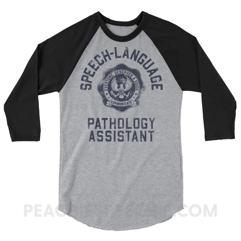 SLPA University Baseball Tee - Heather Grey/Black / XS - T-Shirts & Tops peachiespeechie.com