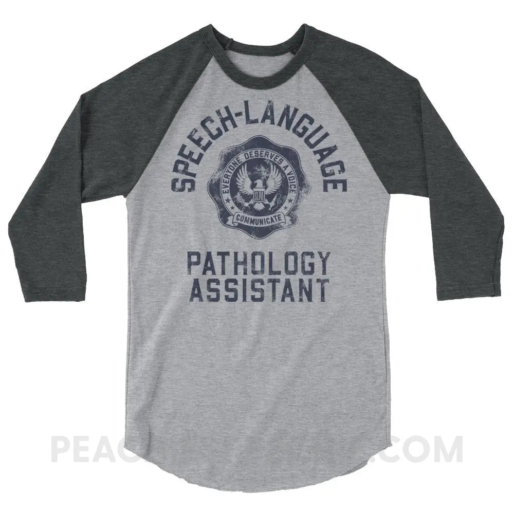 SLPA University Baseball Tee - Heather Grey/Heather Charcoal / XS - T-Shirts & Tops peachiespeechie.com