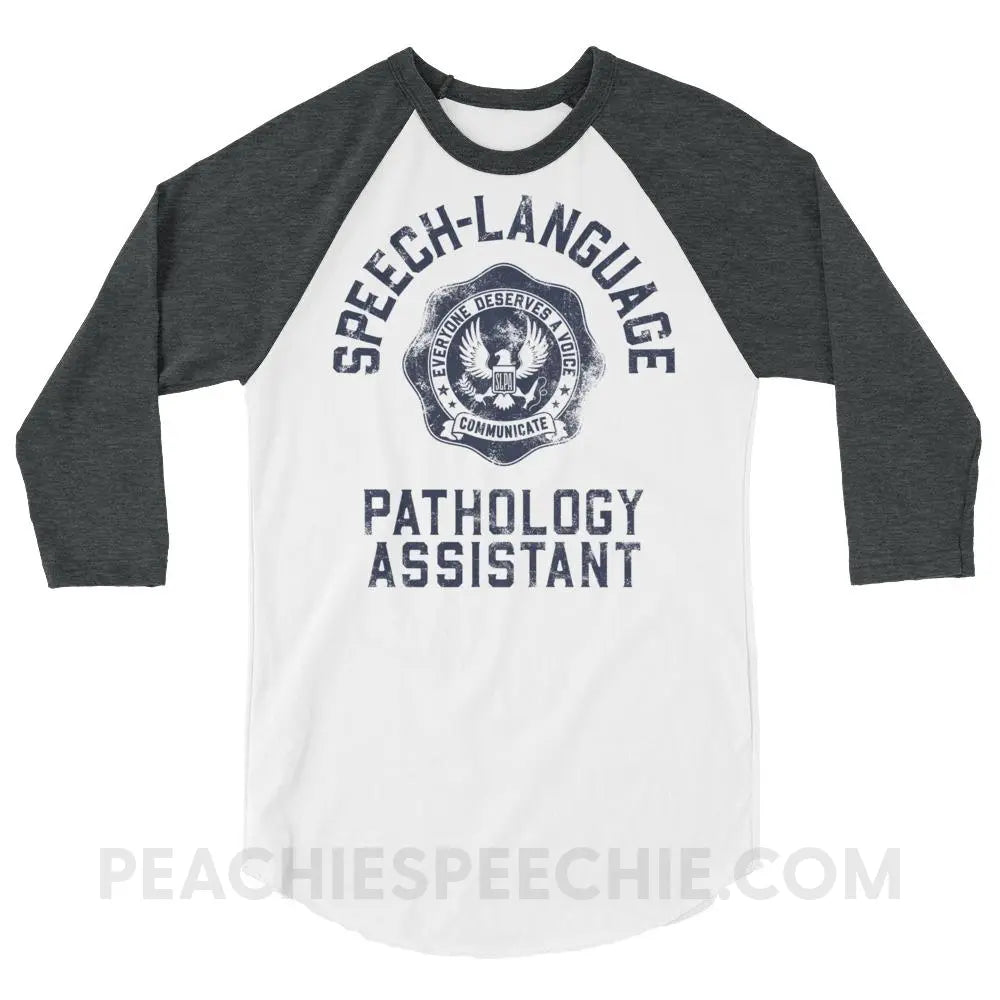 SLPA University Baseball Tee - White/Heather Charcoal / XS - T-Shirts & Tops peachiespeechie.com