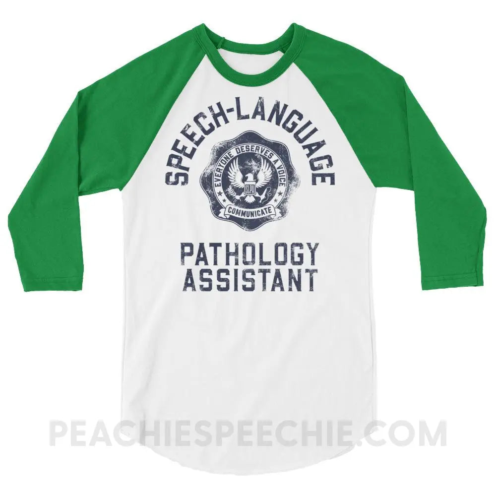 SLPA University Baseball Tee - White/Kelly / XS - T-Shirts & Tops peachiespeechie.com