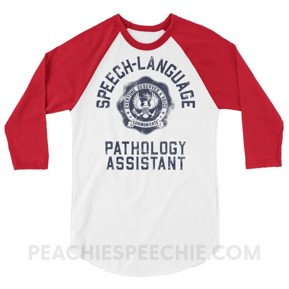 SLPA University Baseball Tee - White/Red / XS - T-Shirts & Tops peachiespeechie.com