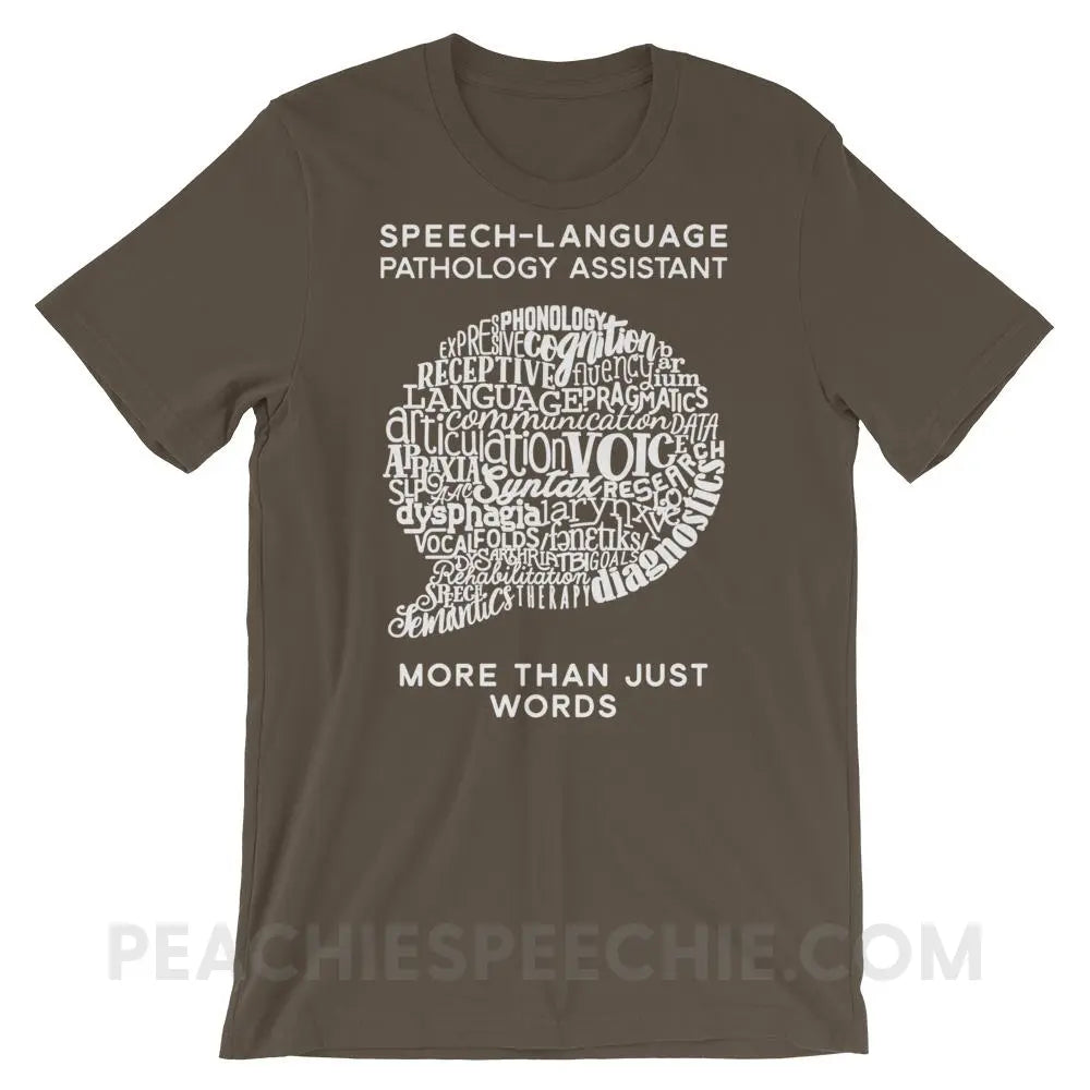 SLPA Word Bubble Premium Soft Tee - Army / S - T-Shirts & Tops peachiespeechie.com