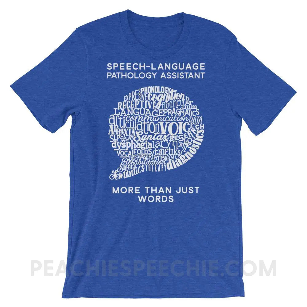 SLPA Word Bubble Premium Soft Tee - Heather True Royal / S - T-Shirts & Tops peachiespeechie.com