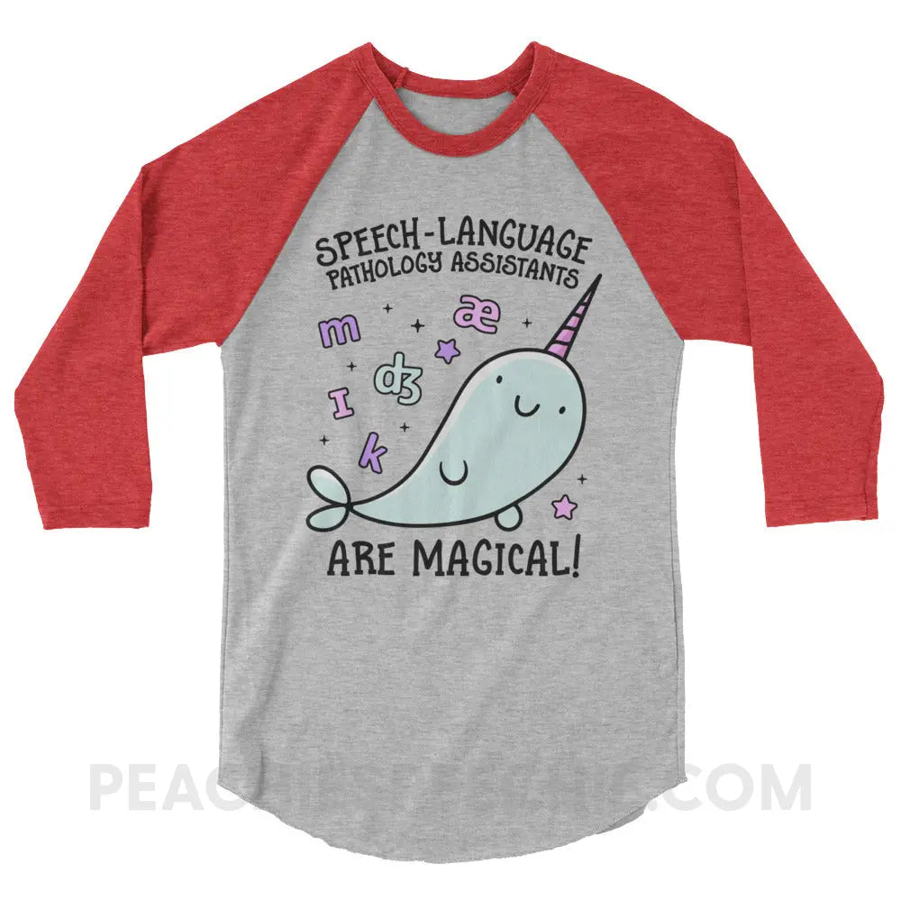 SLPAs Are Magical Baseball Tee - Heather Grey/Heather Red / XS - peachiespeechie.com