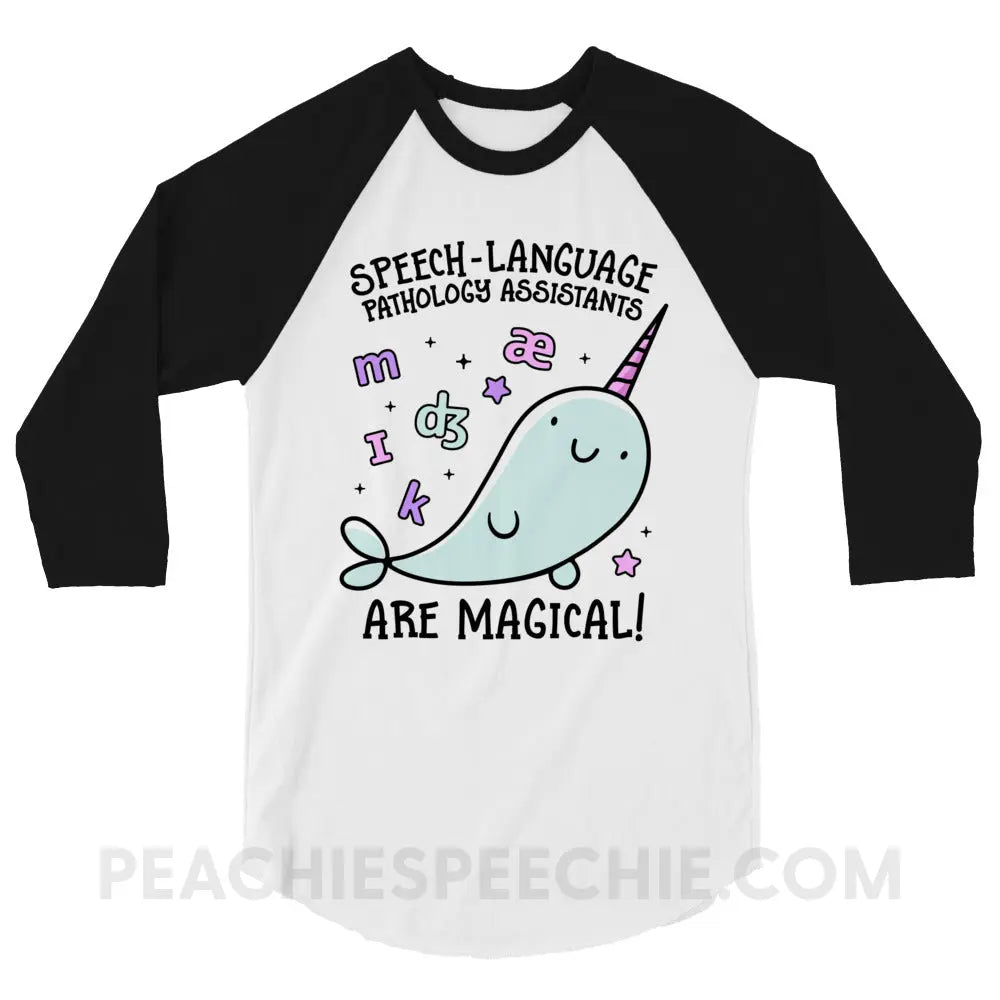 SLPAs Are Magical Baseball Tee - White/Black / XS - peachiespeechie.com