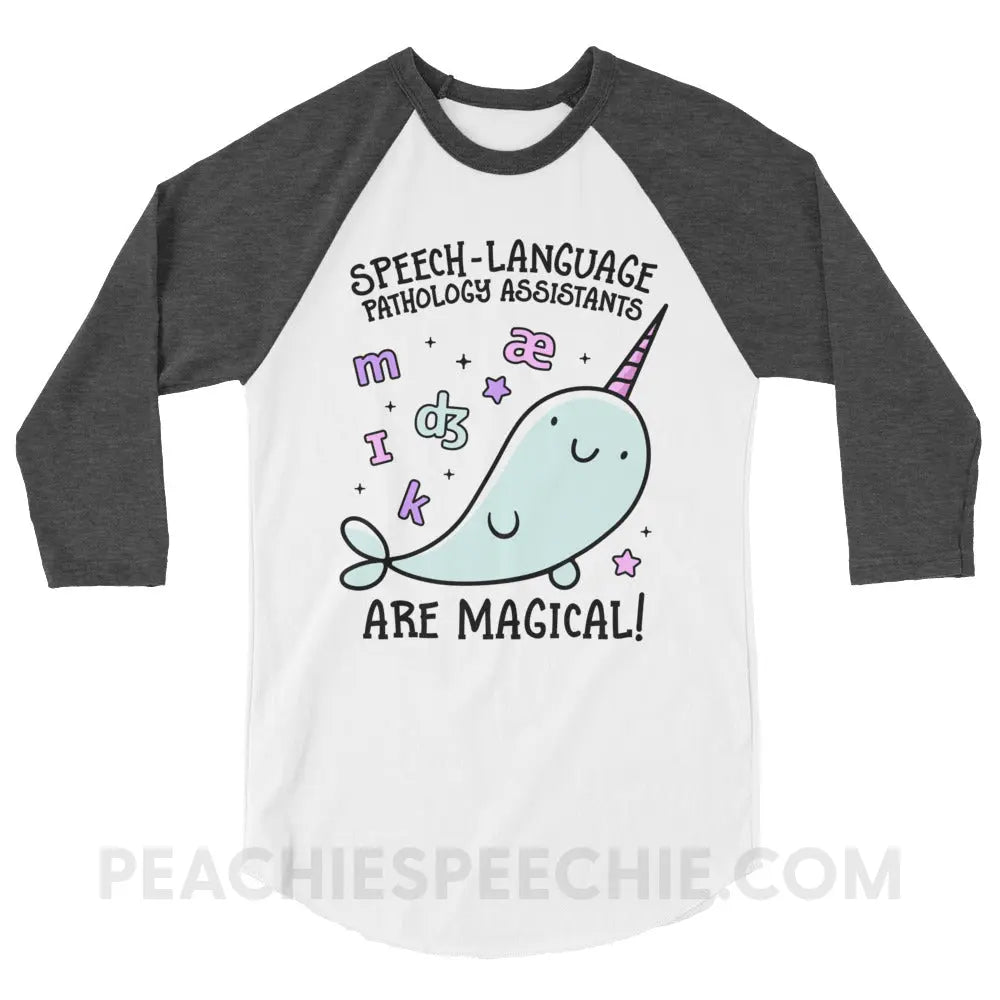 SLPAs Are Magical Baseball Tee - White/Heather Charcoal / XS - peachiespeechie.com