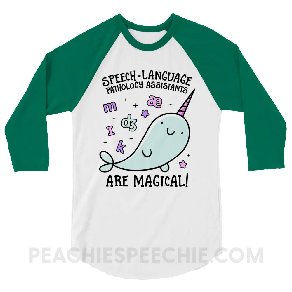 SLPAs Are Magical Baseball Tee - White/Kelly / XS - peachiespeechie.com