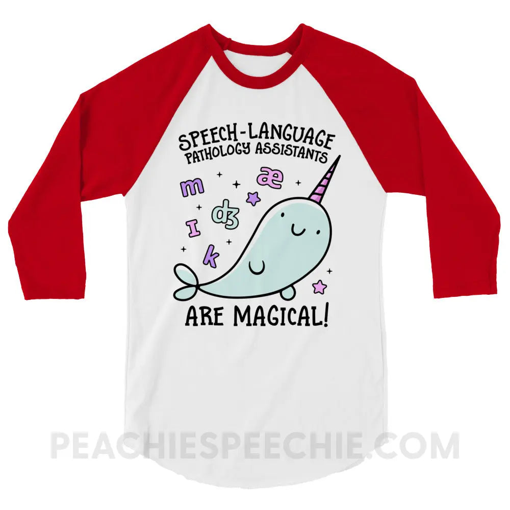 SLPAs Are Magical Baseball Tee - White/Red / XS - peachiespeechie.com