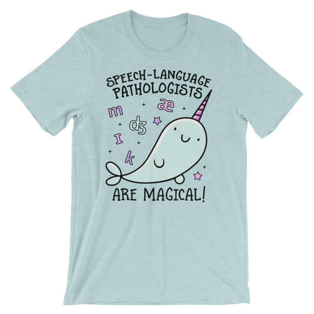 SLPs Are Magical Premium Soft Tee - Heather Prism Ice Blue / XS - T-Shirts & Tops peachiespeechie.com