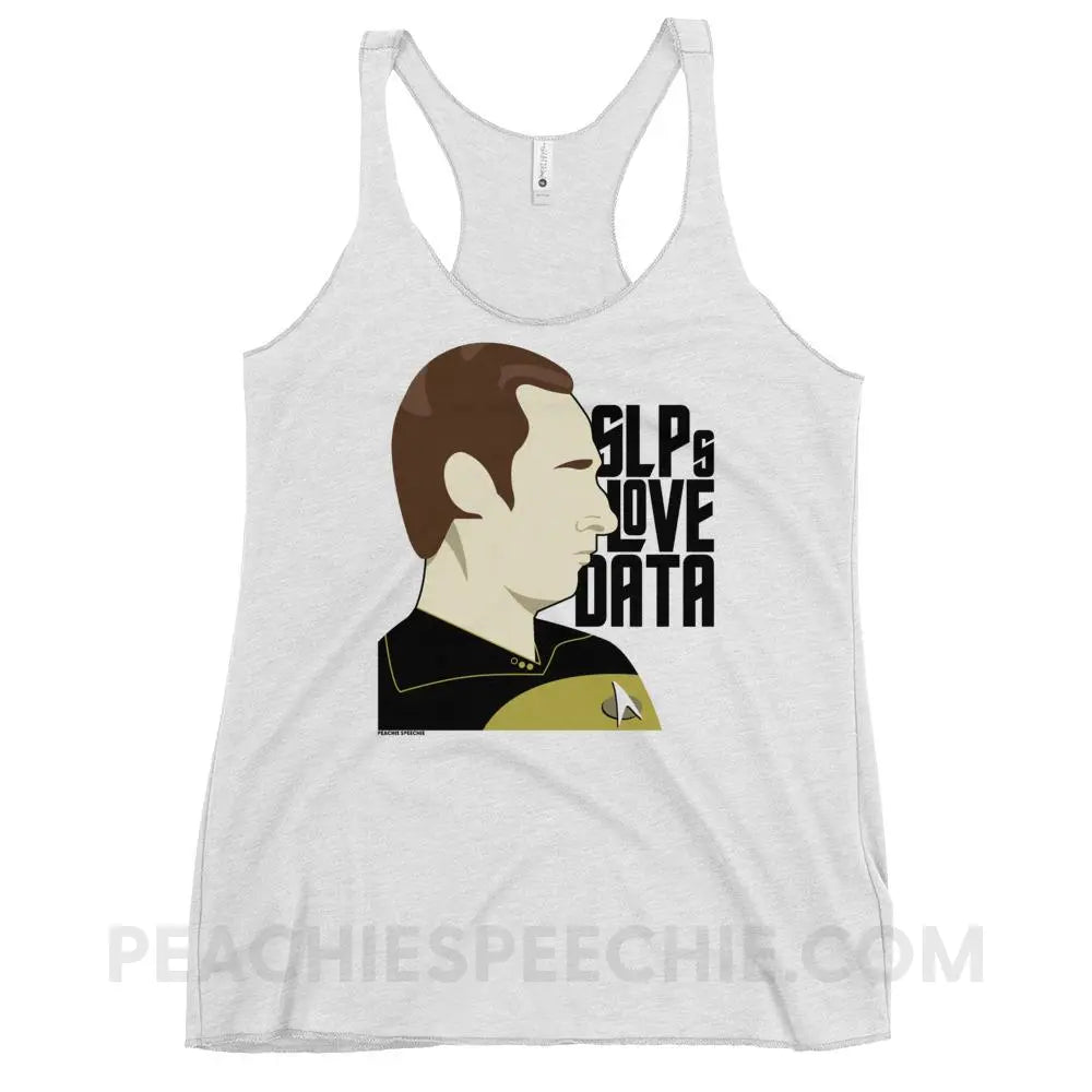 SLPs Love Data Tri-Blend Racerback - Heather White / XS - Tank Tops peachiespeechie.com