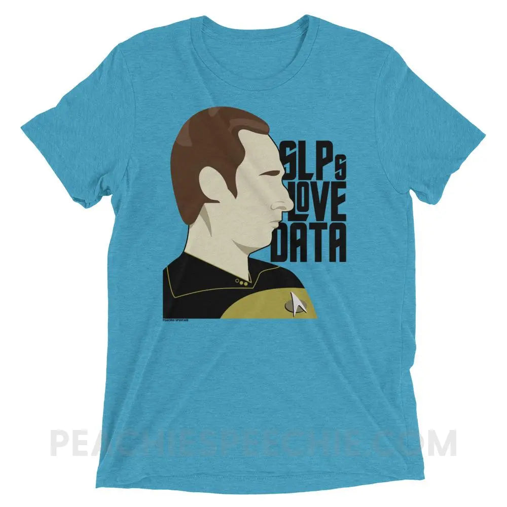 SLPs Love Data Tri-Blend Tee - Aqua Triblend / XS - T-Shirts & Tops peachiespeechie.com