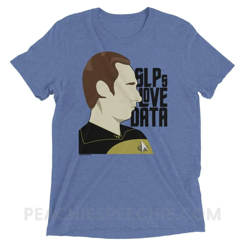 SLPs Love Data Tri-Blend Tee - Blue Triblend / XS - T-Shirts & Tops peachiespeechie.com