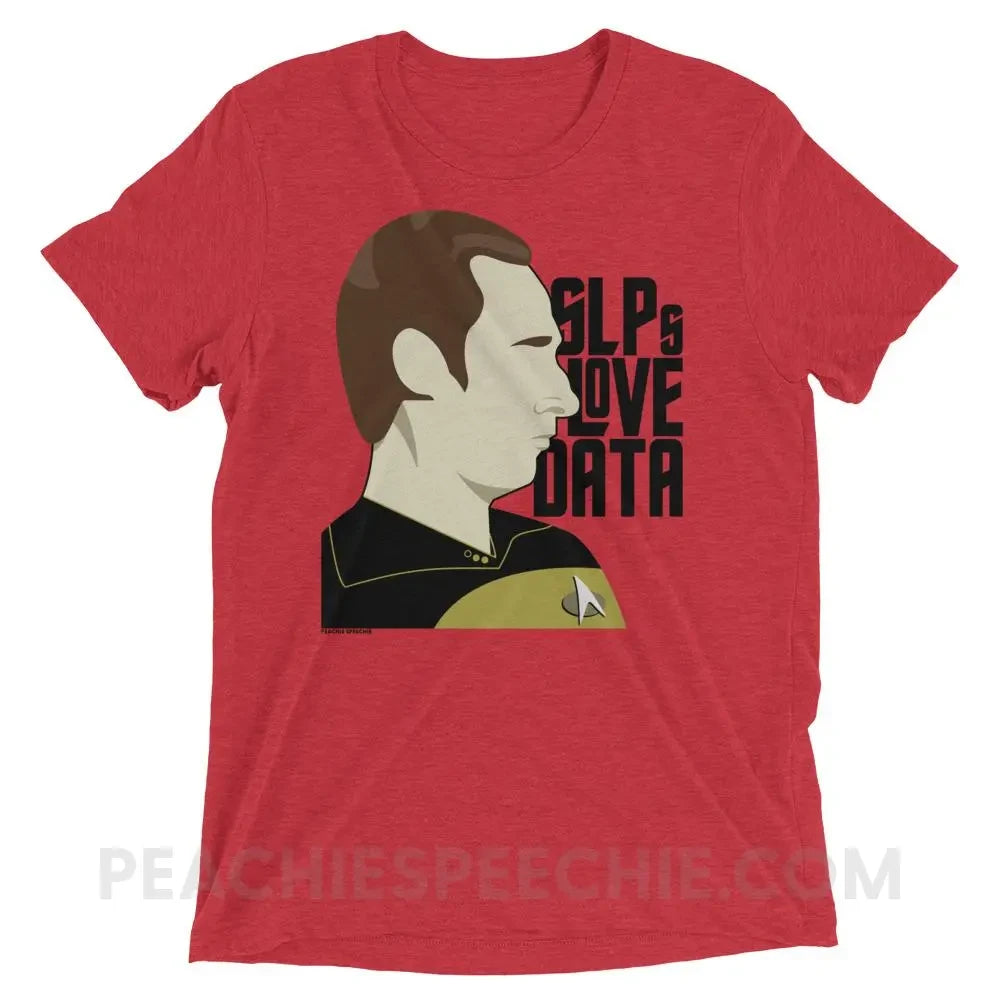 SLPs Love Data Tri-Blend Tee - Red Triblend / XS - T-Shirts & Tops peachiespeechie.com