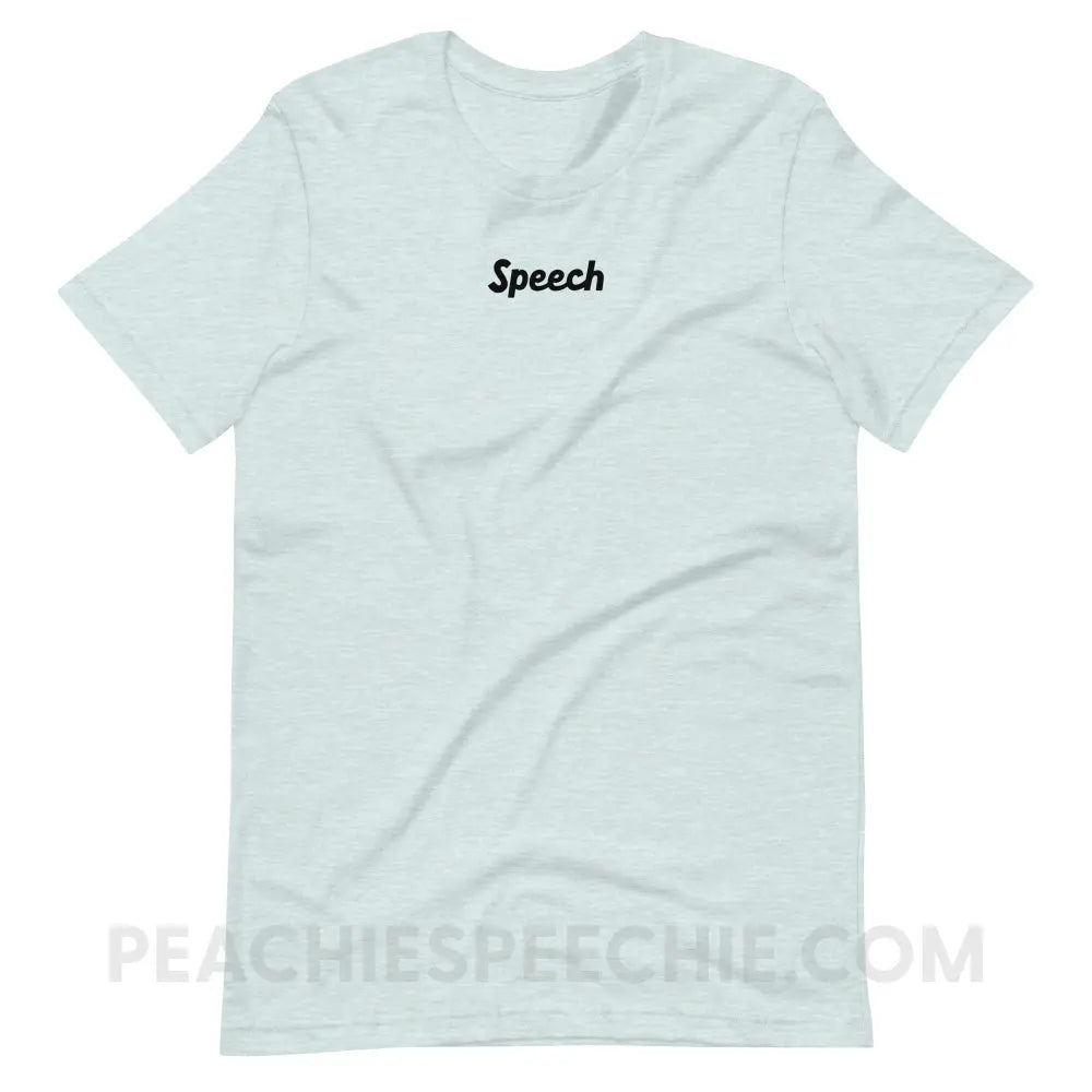 Small Speech Premium Soft Tee - Heather Prism Ice Blue / S - T-Shirt peachiespeechie.com