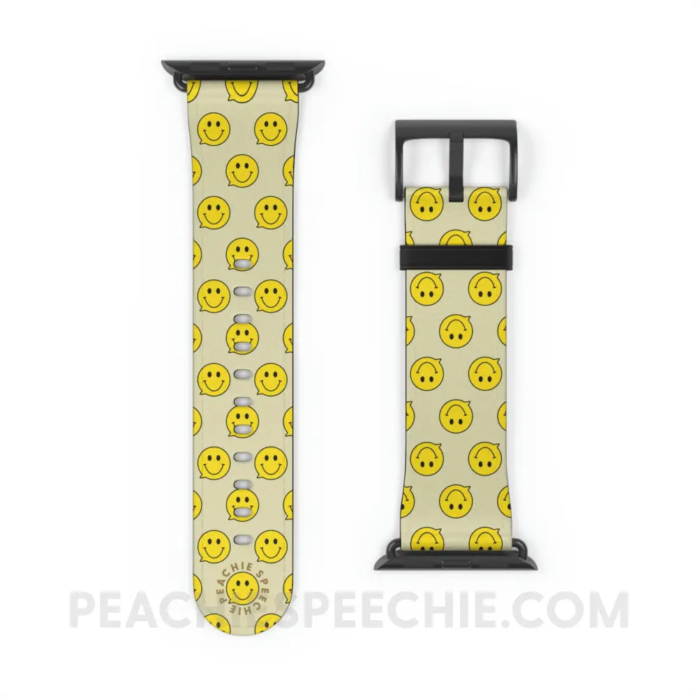 Smiley Face Speech Bubble Apple Watch Band - Black Matte / 38 - 41 mm - Accessories peachiespeechie.com